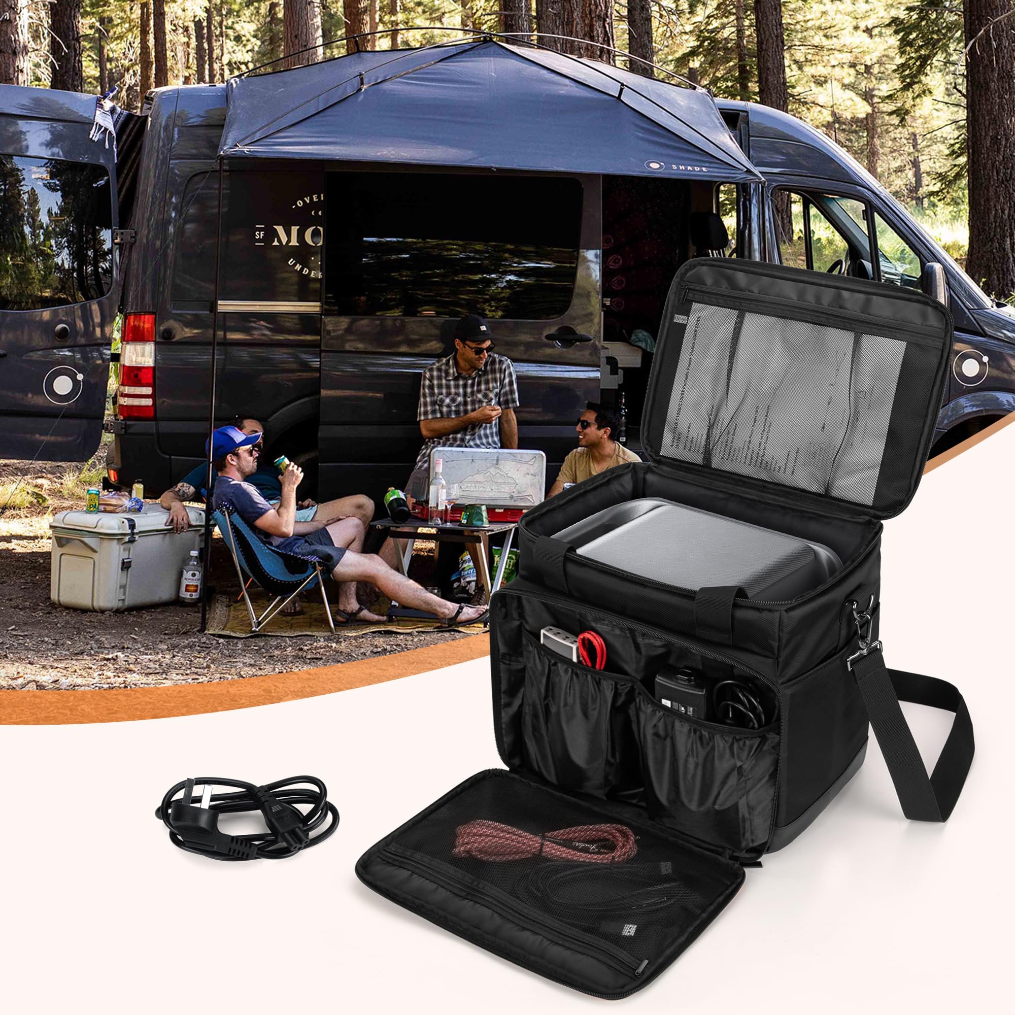 Trunab Borsa Batteria Compatibile con Anker SOLIX C1000/Jackery Explorer 1500, Custodia Compatibile con Waterproof PU Impermeabile e Tasche Frontali per Cavo di Ricarica e Accessori