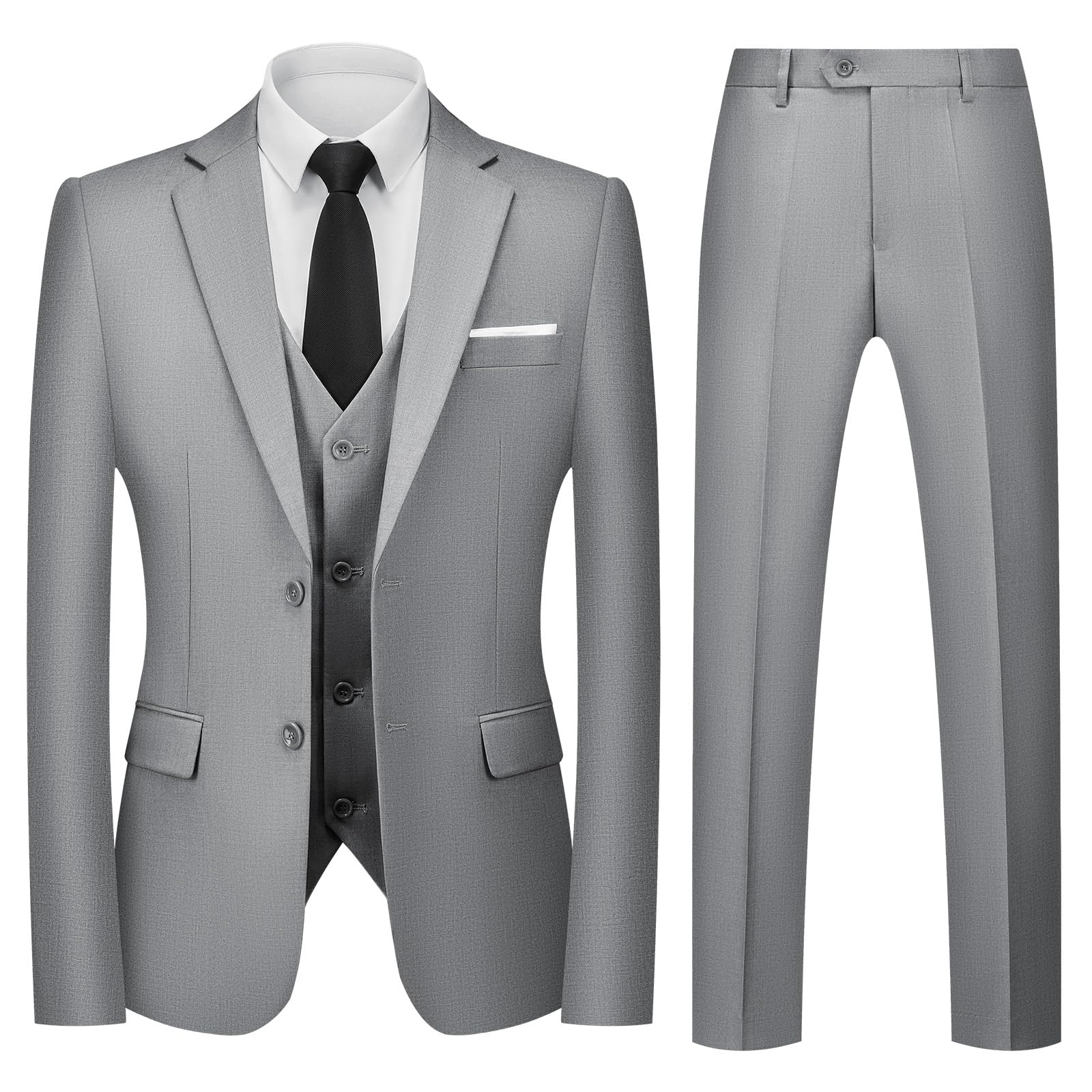 Abiti da Uomo Slim Fit 3 Pezzi Vestito per Uomo Business Formale Completo per Matrimonio con 2 Bottoni Blazer e Pantaloni