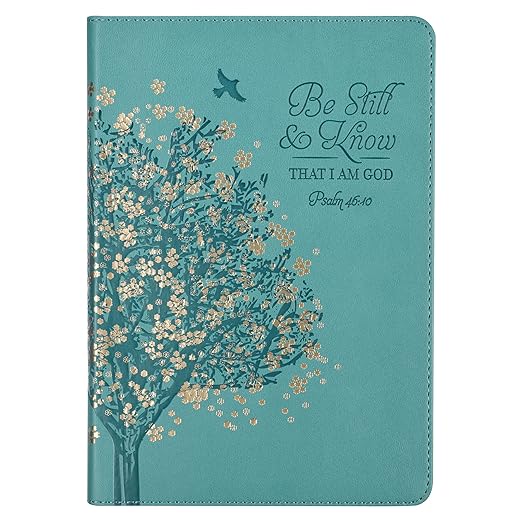 Christian Art Gifts Classic Journal Be Still And Know Psalm 46:10 Floral Inspirational Scripture Notebook, Ribbon Marker, Teal/Gold Faux Leather Flexcover, 336 Ruled Pages     Imitation Leather – January 1, 2021