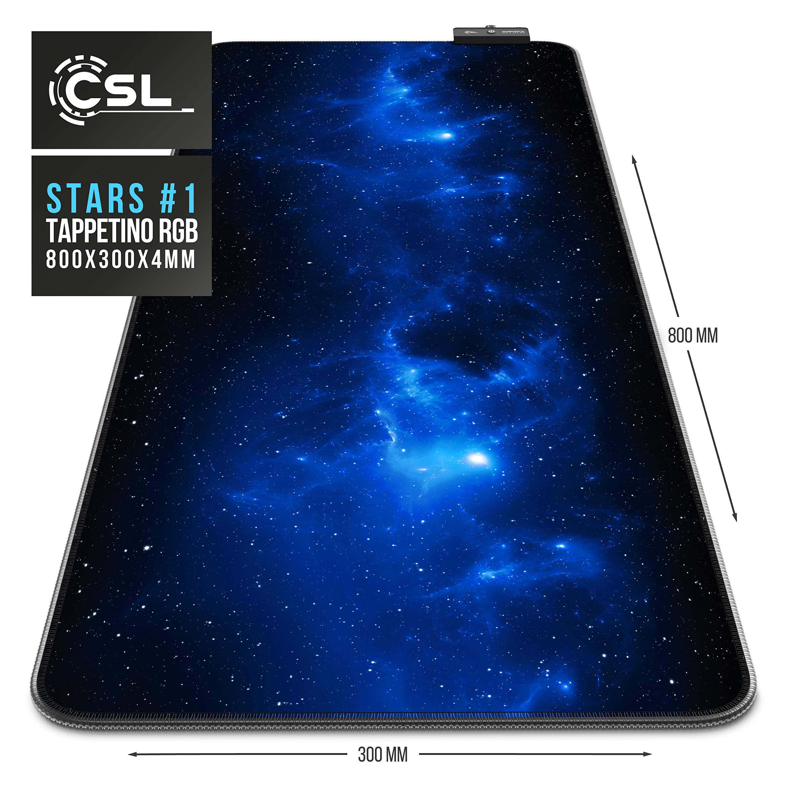 TITANWOLF - RGB Tappetino per Mouse da Gioco XXL - Mouse Pad Gaming - 800x300mm - Stars11 LED Colori e Effetti di Luce - Precisione e velocità - Lavabile - per Computer PC e Laptop -