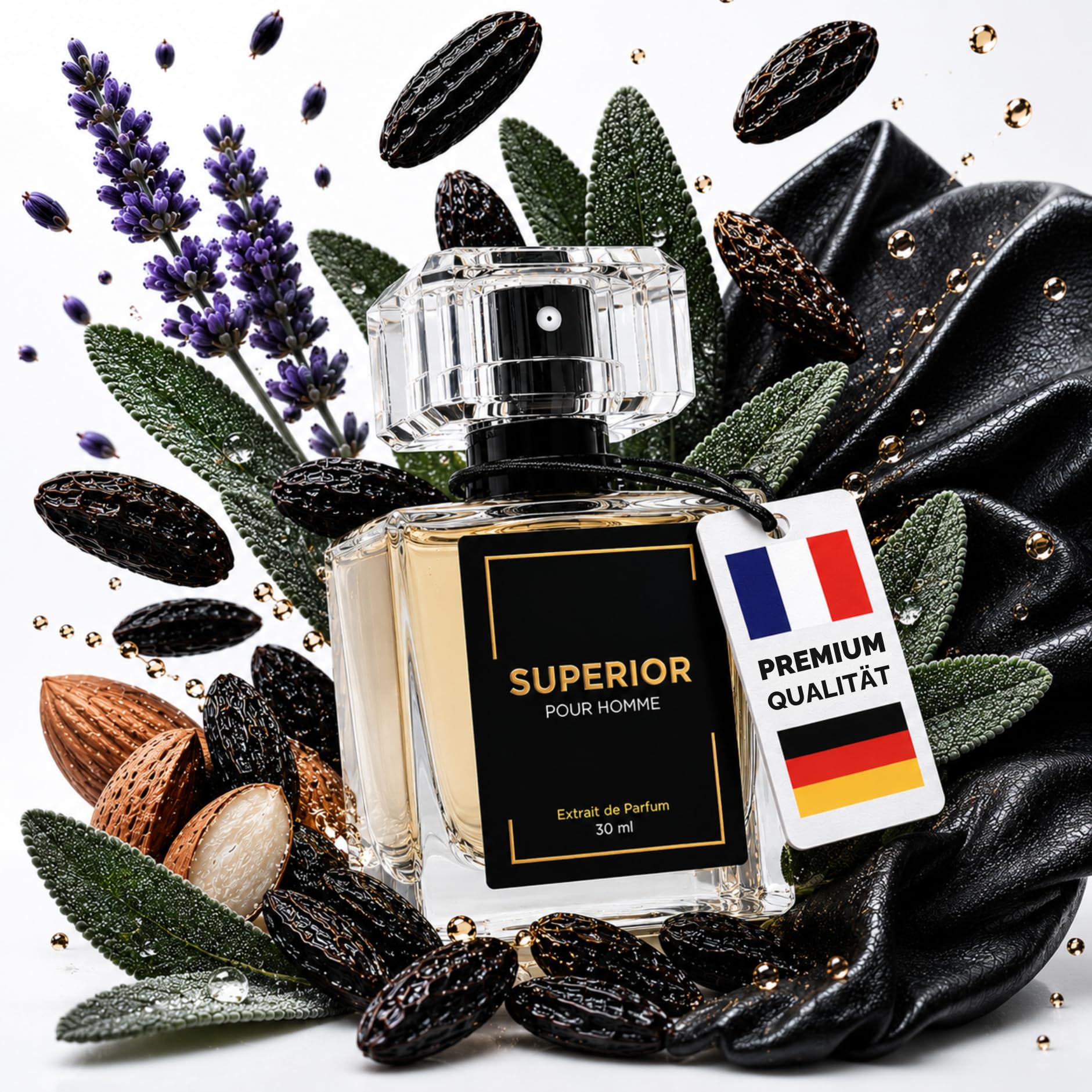 JK Jordan & König Superior Parfüm Herren, Extrait de Parfum mit Pheromone, 30% Duftölanteil, Langanhaltend, Aromatisch, Würzig, Ledrig, Süß, Nussig, Herrenparfum, Geschenk für Männer