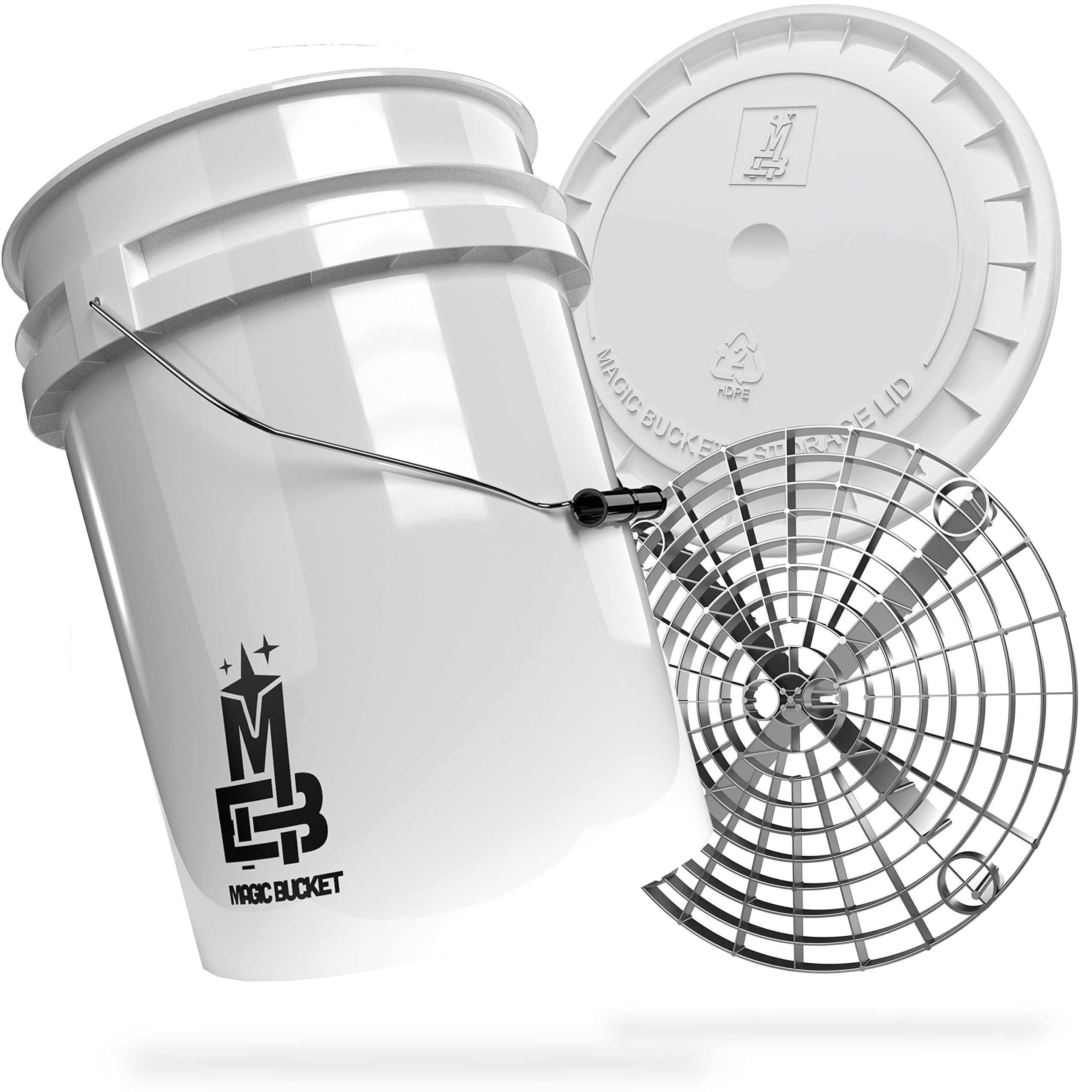 MAGIC BUCKET | Paquete de Lavado a Mano | Cubo de Lavado con Tapa - Cubo Protector de Arena - 5 US GALLONS Aprox. 20 litros | Set de Lavado (selección de Colores)