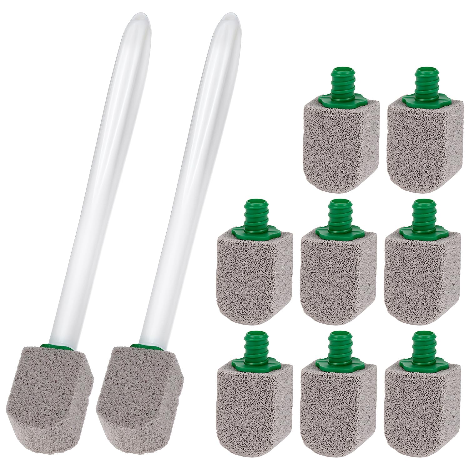 QWORK® 10Pcs Pumice Stone Toilet Cleaner with 2 Handles, Replaceable Toilet Pumice for Bathroom, Pool & Limescale Removal