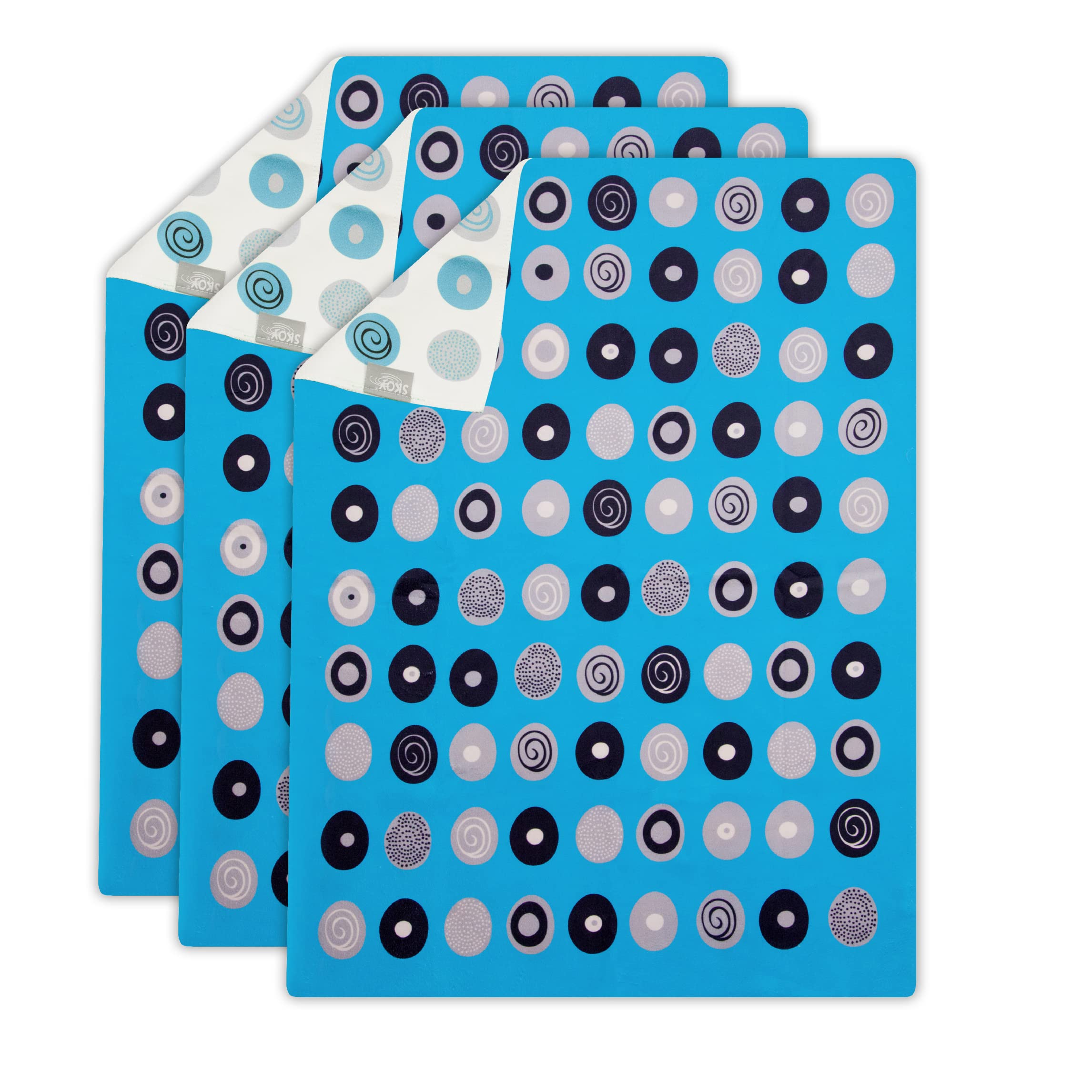 Skoy Kitchen Towel, (Pack of 3) Recycled Polyester Towel for Dishes, Glassware, Cookware and Hands, Reversible Design, Absorbent Kitchen Towel, 18” x 24”, Blue