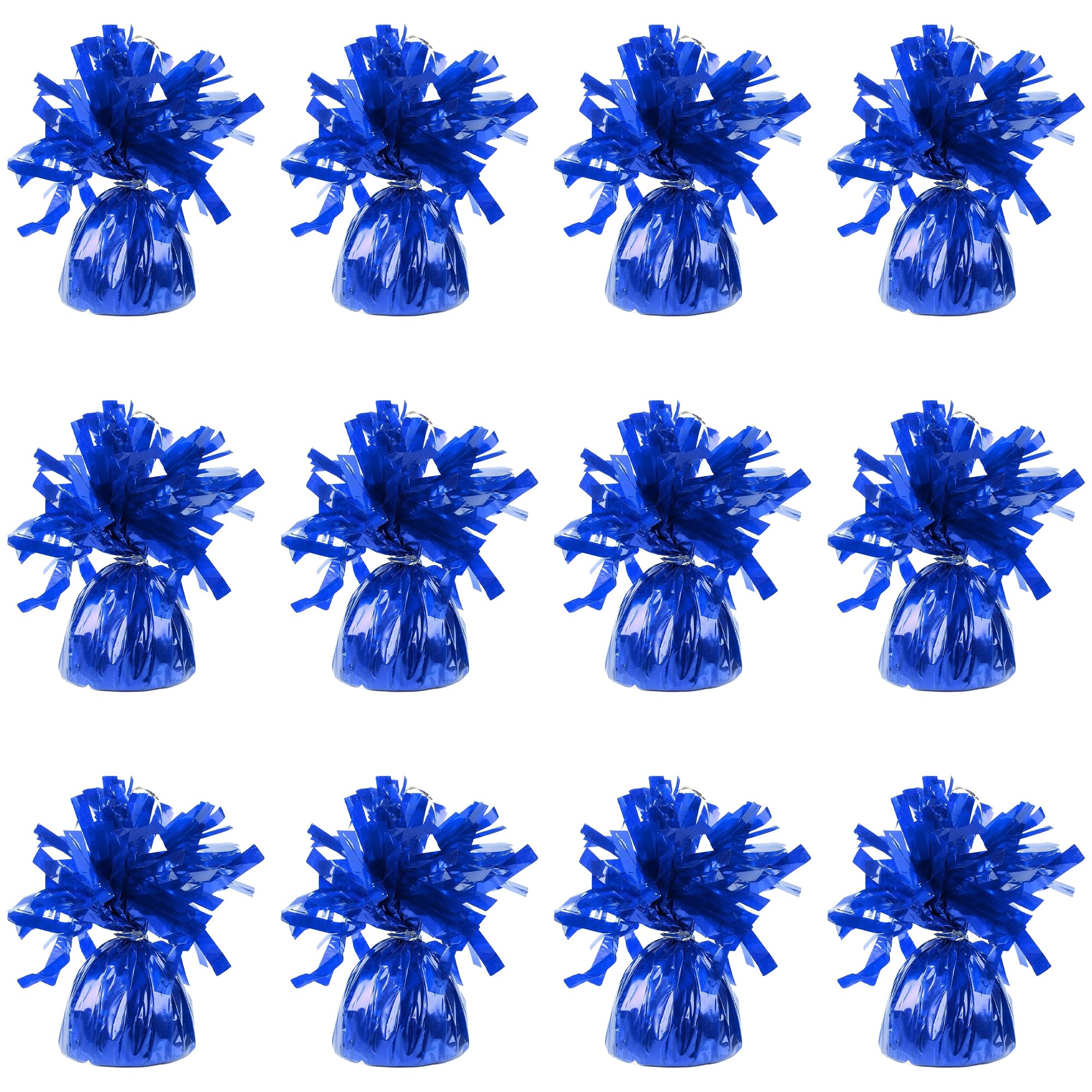 Foil Balloon Weights for Helium Balloons in Royal Blue Foil - 12x 160g Heavy Balloon Weights Birthday Party Wedding Celebration Décor with Tassles
