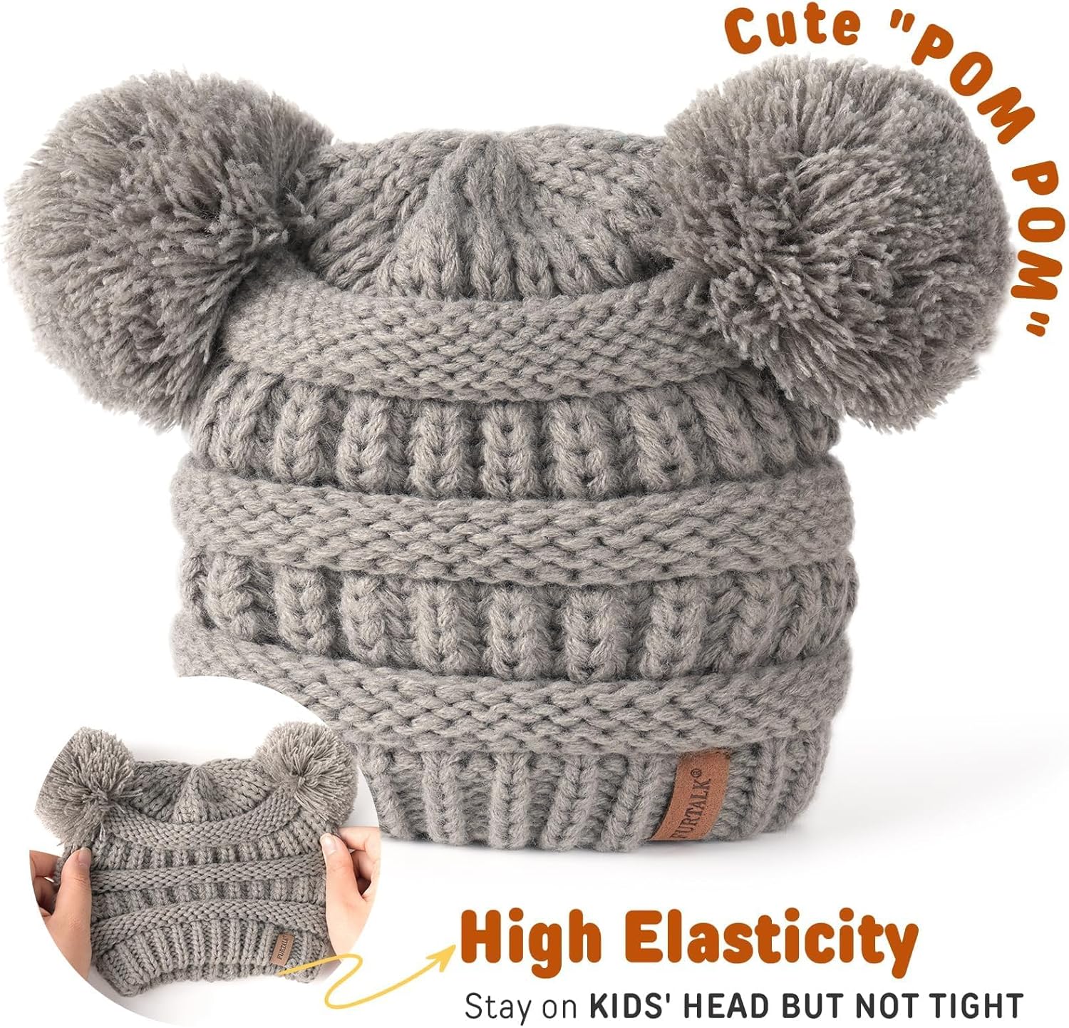 FURTALK Baby Winter Knitted Beanie Hat Soft Warm Pom Pom for Infant Toddler Skull Cap - Image 5