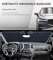 Vista 2 de Protección solar para parabrisas Pigenius para Ford Mustang 2015-2023 sin cámara montada en el espejo retrovisor - Metálico