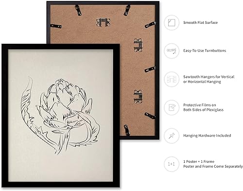 Miniatura 186 de Poster Master Póster de peonías – Estampado de flores retro – Ilustración floral – Ilustración en blanco y negro – Diseño de línea y abstracto –