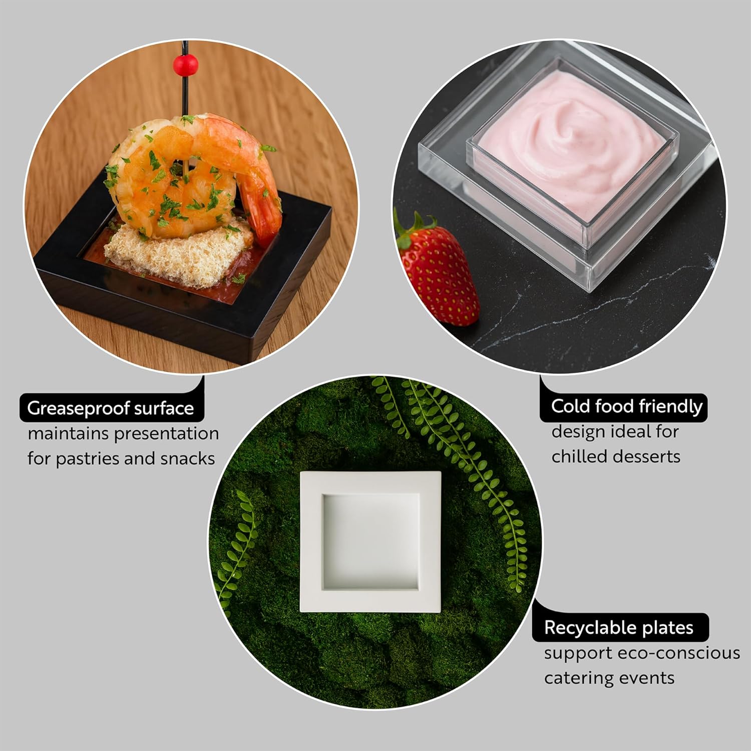 Restaurantware 2.5 x 2.5 Inch Dessert Plates 100 Disposable Appetizer Plates - For Cold Foods White Plastic Mini Serving Plates Serve Appetizers Or Desserts For Buffet Or Catered Events