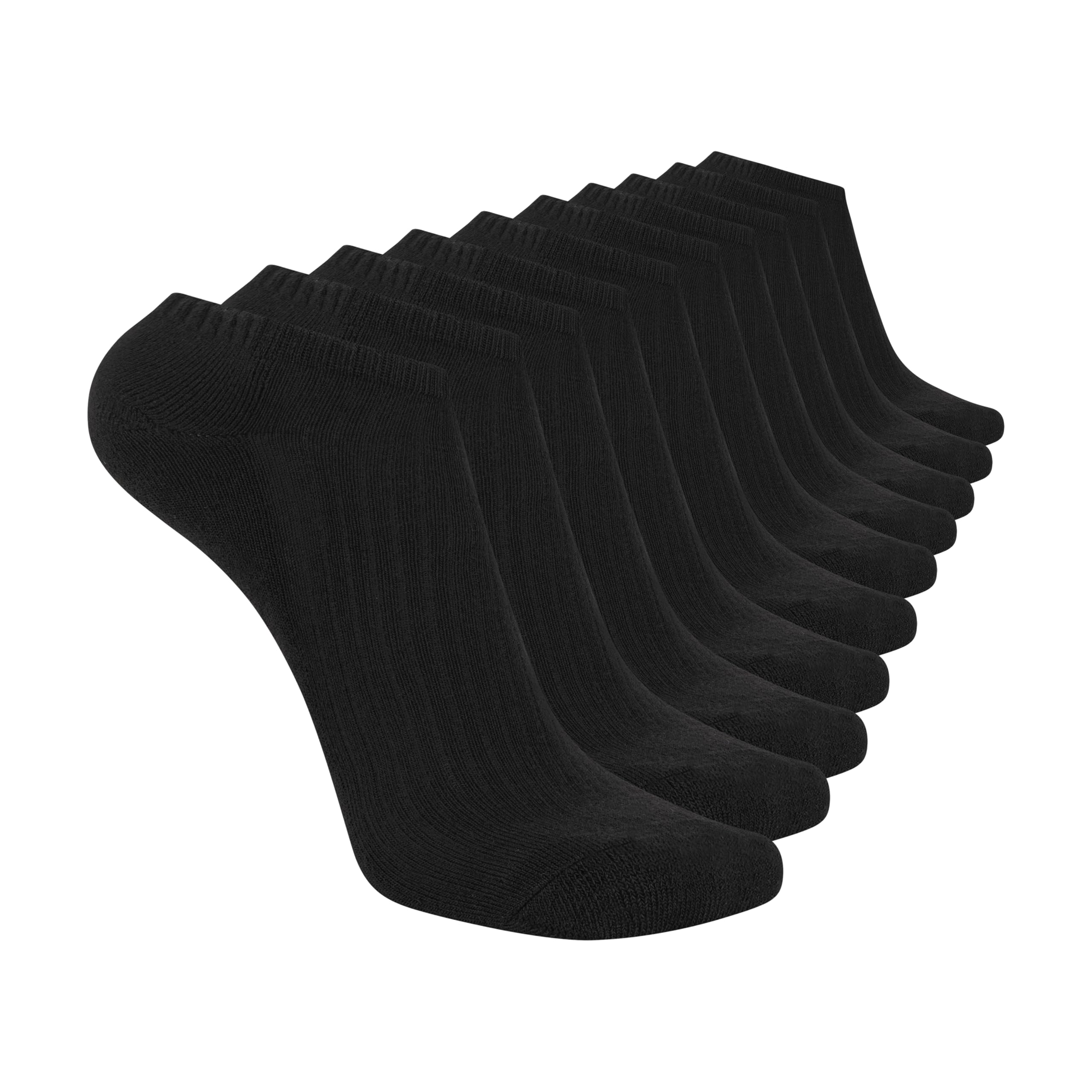 Skechers Men's 10 Pack Cushioned Low Cut Socks, Black, 43-47