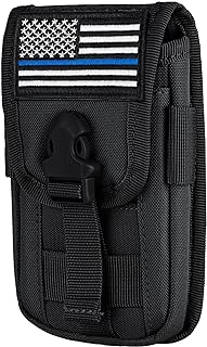 IronSeals Tactical Cell Phone Holster Pouch, Tactical Smartphone Pouch Case Molle Gadget Bag Molle Attachment Belt Holder Waist Bag for 4"-6.9" with Armor Case on with US Flag Patch - IronSeals