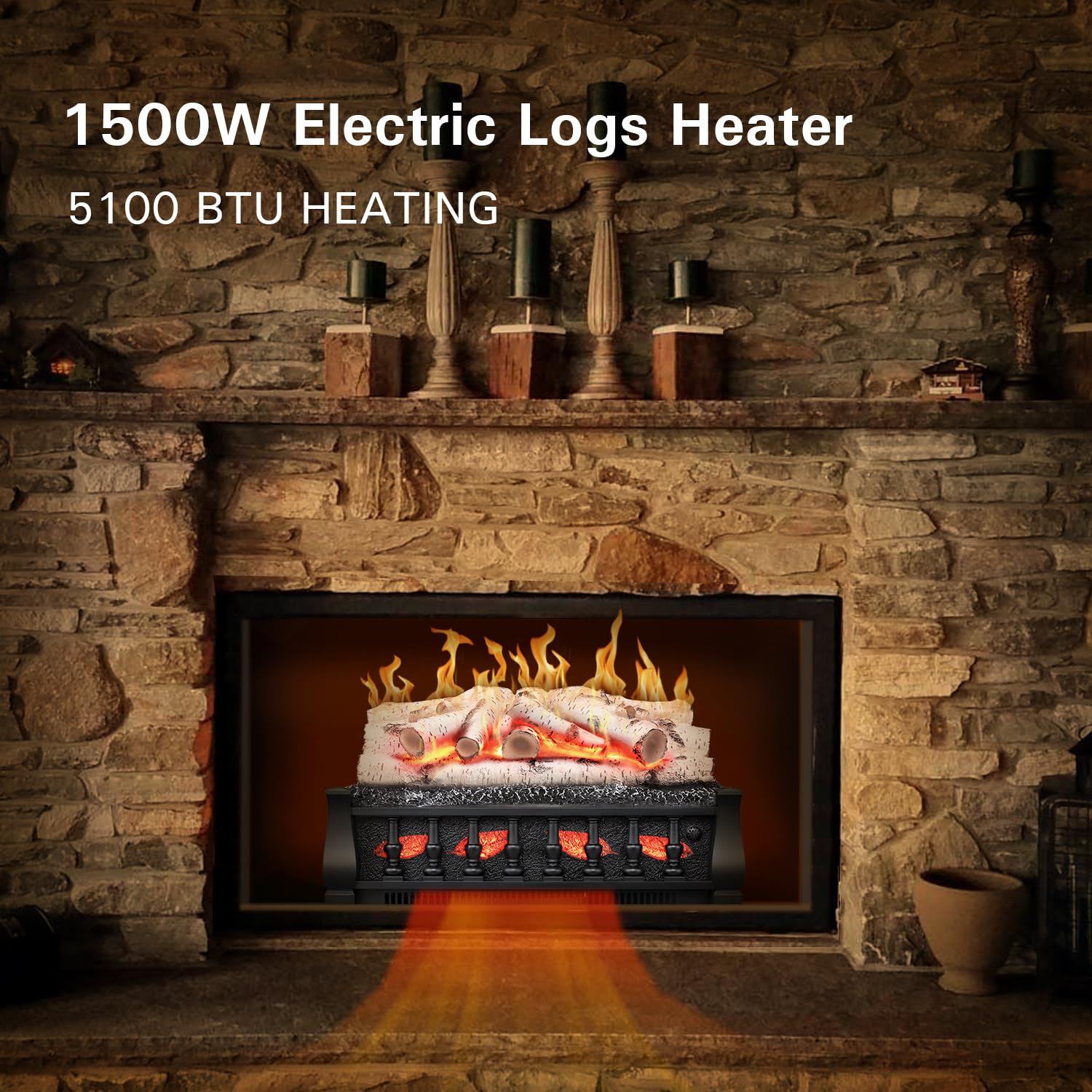 Havato Electric Fireplace Log Set Heater, 21