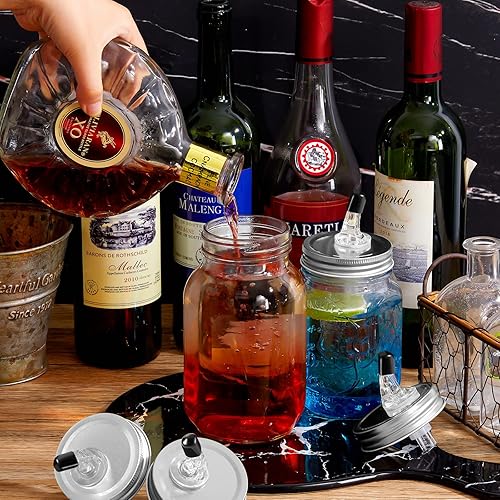 Miniatura 5 de Paquete de 4 boquillas para verter tarros Mason con solapa, tamaño regular de boca de 2.756 in, tapas de vertido adecuadas para cualquier líquido a