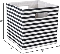 Vista 10 de DII Cubo de almacenamiento plegable de poliéster, a rayas, negro, grande