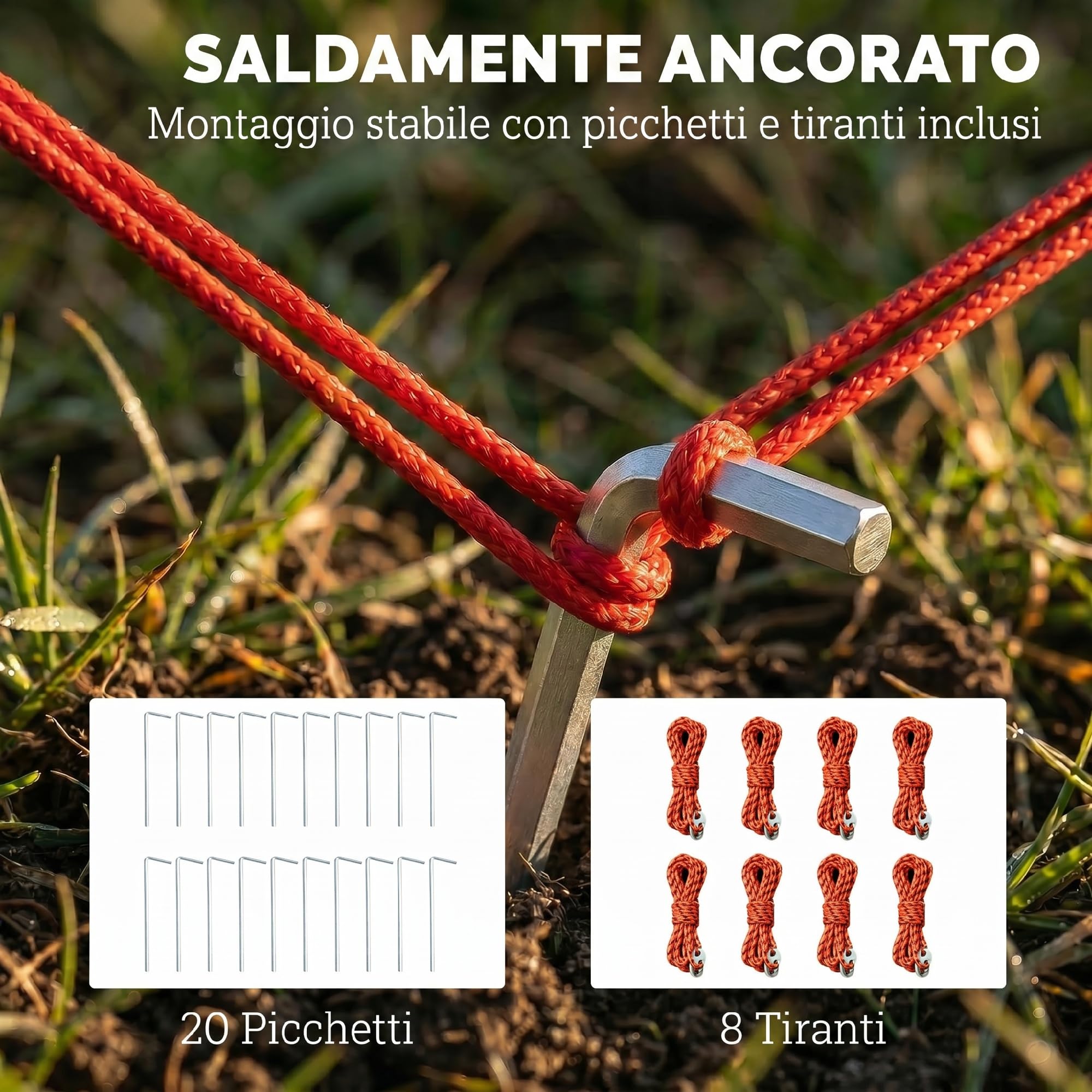 Outsunny Tenda Campeggio a Tunnel per 2-4 Persone 200cm 2 Stanze Azzurro | Tenda da Campeggio Familiare, Impermeabile 3000mm, Veranda, 6 Finestre, Gancio, Borsa Trasporto, per Trekking