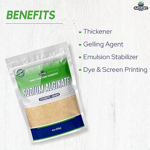 Miniatura 4 de Myoc Alginato de sodio -120 g (4.23 oz), polvo de alginato de sodio puro, alginato de sodio para teñido anudado, alginato de sodio para moldes,