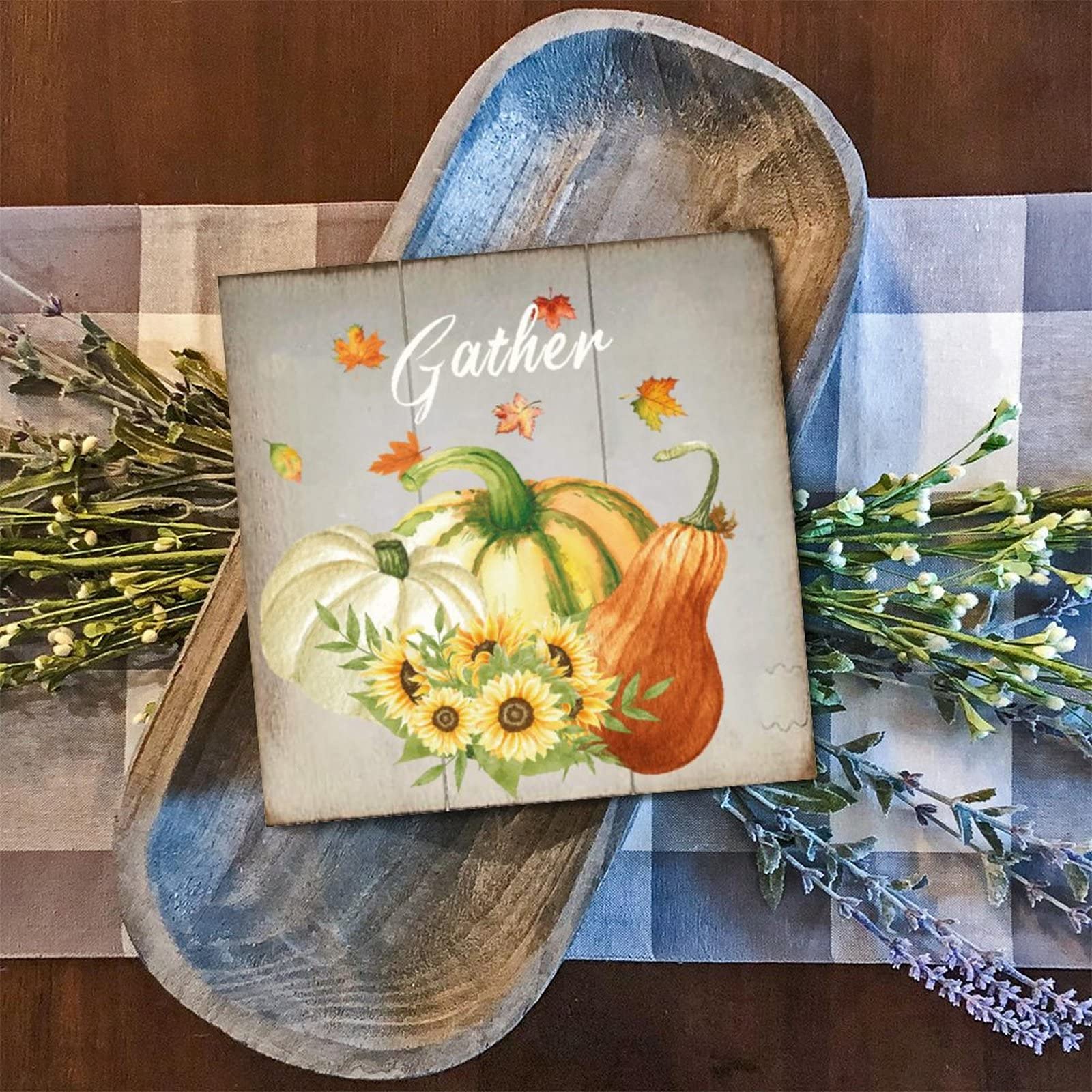Panneau mural bois citrouille automne pour décorer votre salon vintage