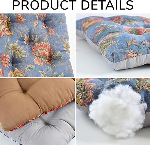 Miniatura 2 de Cojines para sillas de comedor, 6 unidades, cojines para sillas, cojines para sillas de cocina con lazos, cojines para sillas de cocina con lazos en