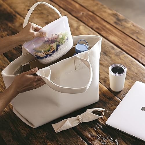 Miniatura 3 de Bolsa de almacenamiento de alimentos reutilizable de silicona premium Stasher, transparente, apta para microondas, Sous Vide, lavavajillas, horno y