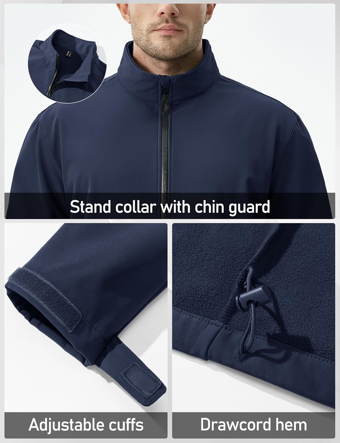 MAGCOMSEN Men's Fleece Lined Softshell Jacket Lightweight Waterproof Windbreaker Zip Up Winter Rain Coat Tactical Hiking - Image 7