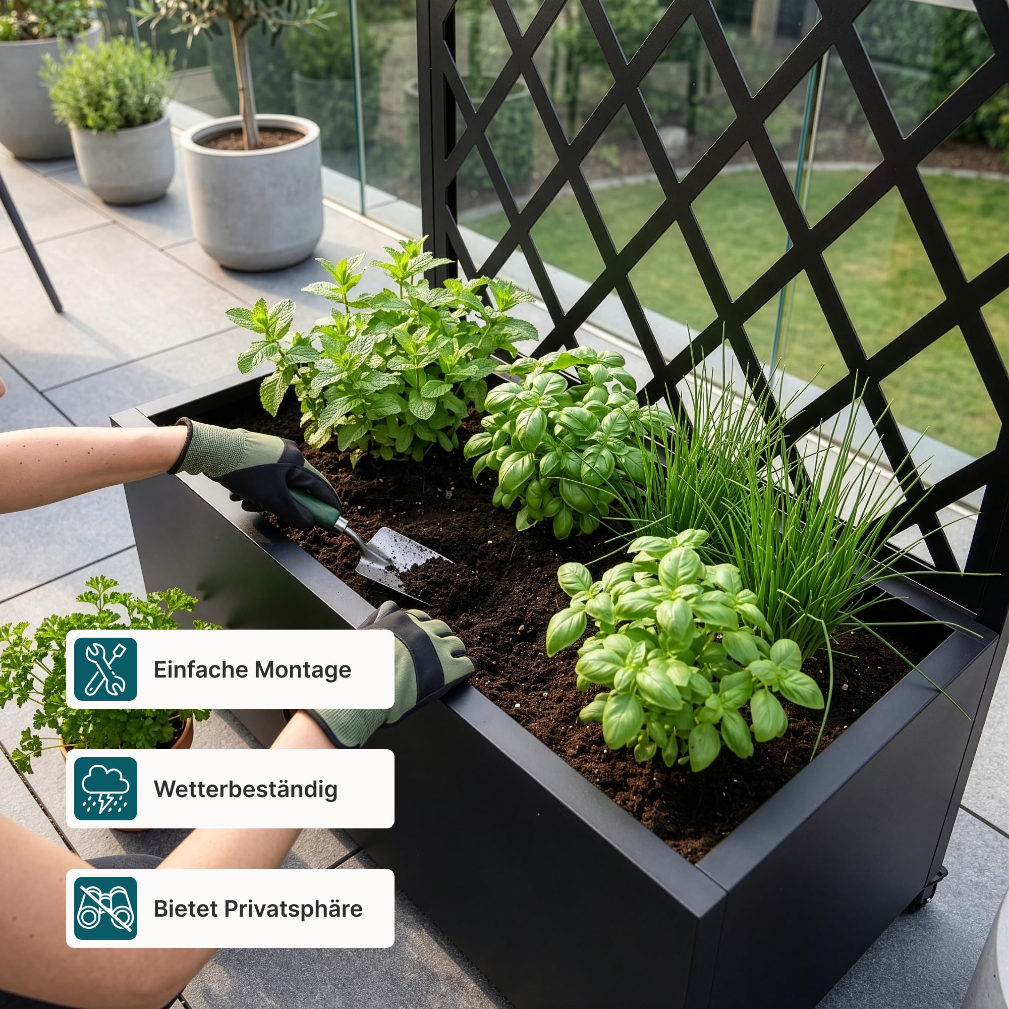 granulat blumenkasten RECTO 60 Rusty – Blumenkasten Outdoor 60x40x40 cm Naturschiefer Braun –  CLIMAQUA