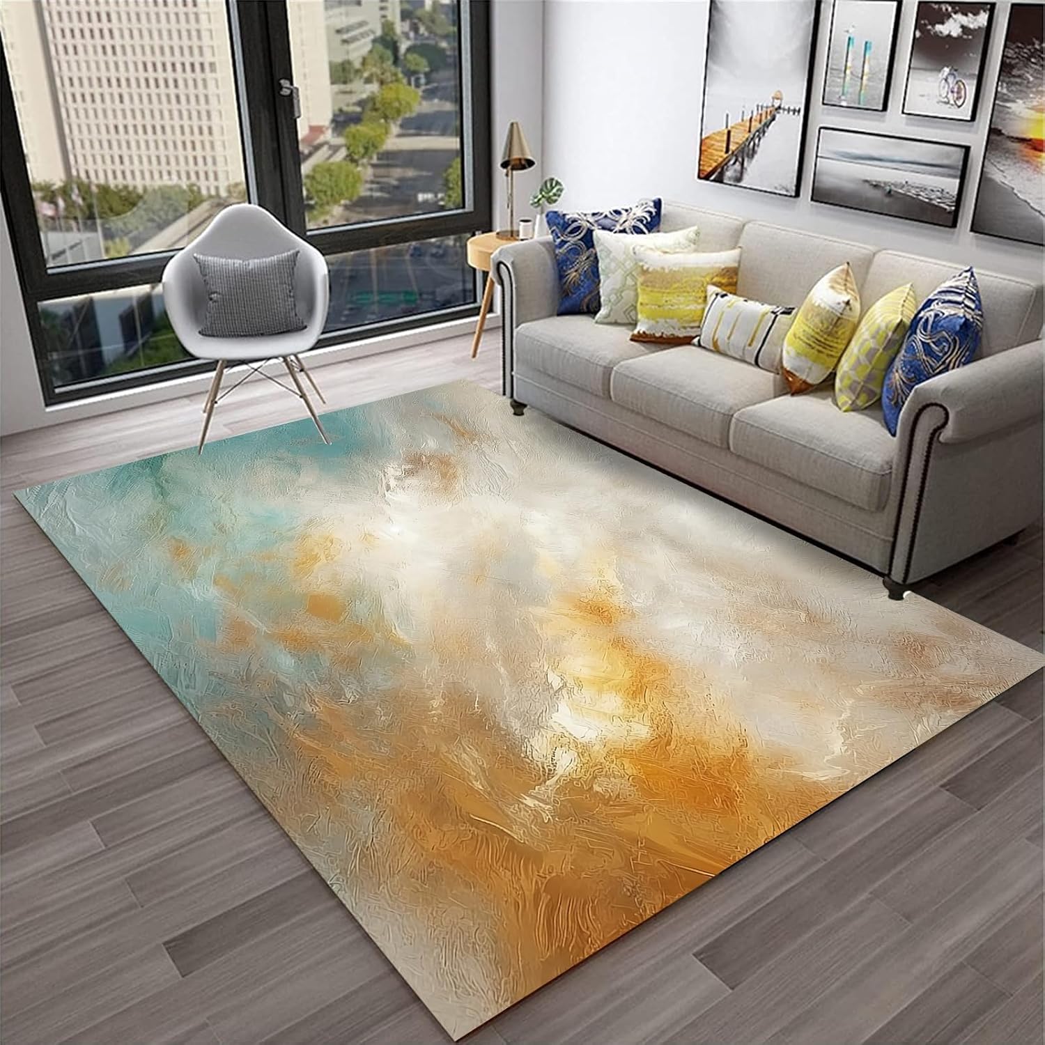 Tapis de sol de chambre et salon à rayures de texture abstraite 120x160