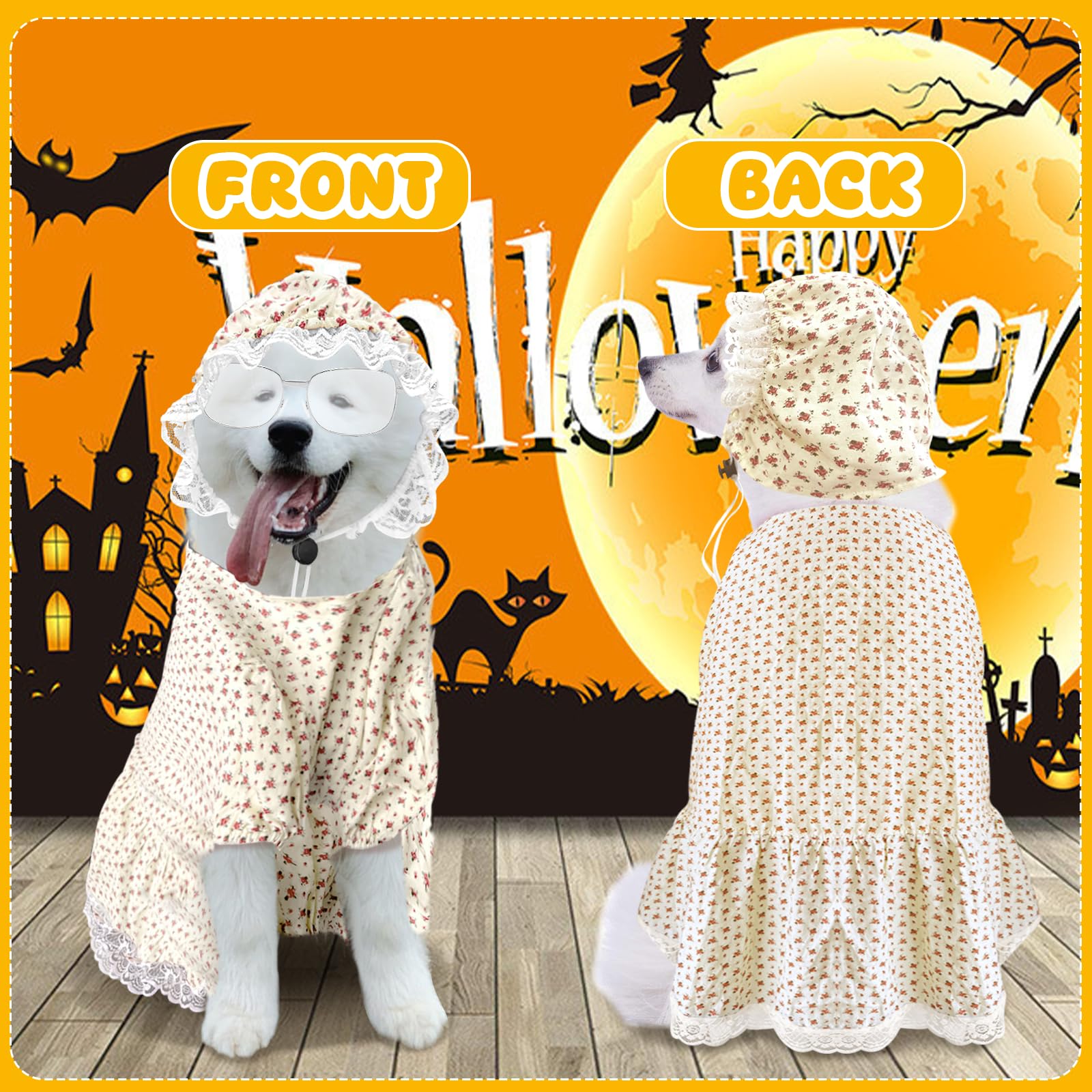 3 Pcs Old Lady Costume for Dog Grandmas Dogs Costume Include Halloween Dogs  Costumes and Hat Funny Retro Sunglasses for Halloween Dog Party Cosplay  (3XL) : Amazon.co.uk: Pet Supplies