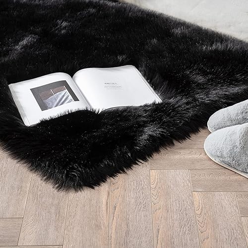 Miniatura 9 de MIULEE - Tapete de pelo sintético de oveja, decorativo, supersuave, mullido, para poner al lado de la cama, sofá, suelo y habitación del bebé, 3 x 5