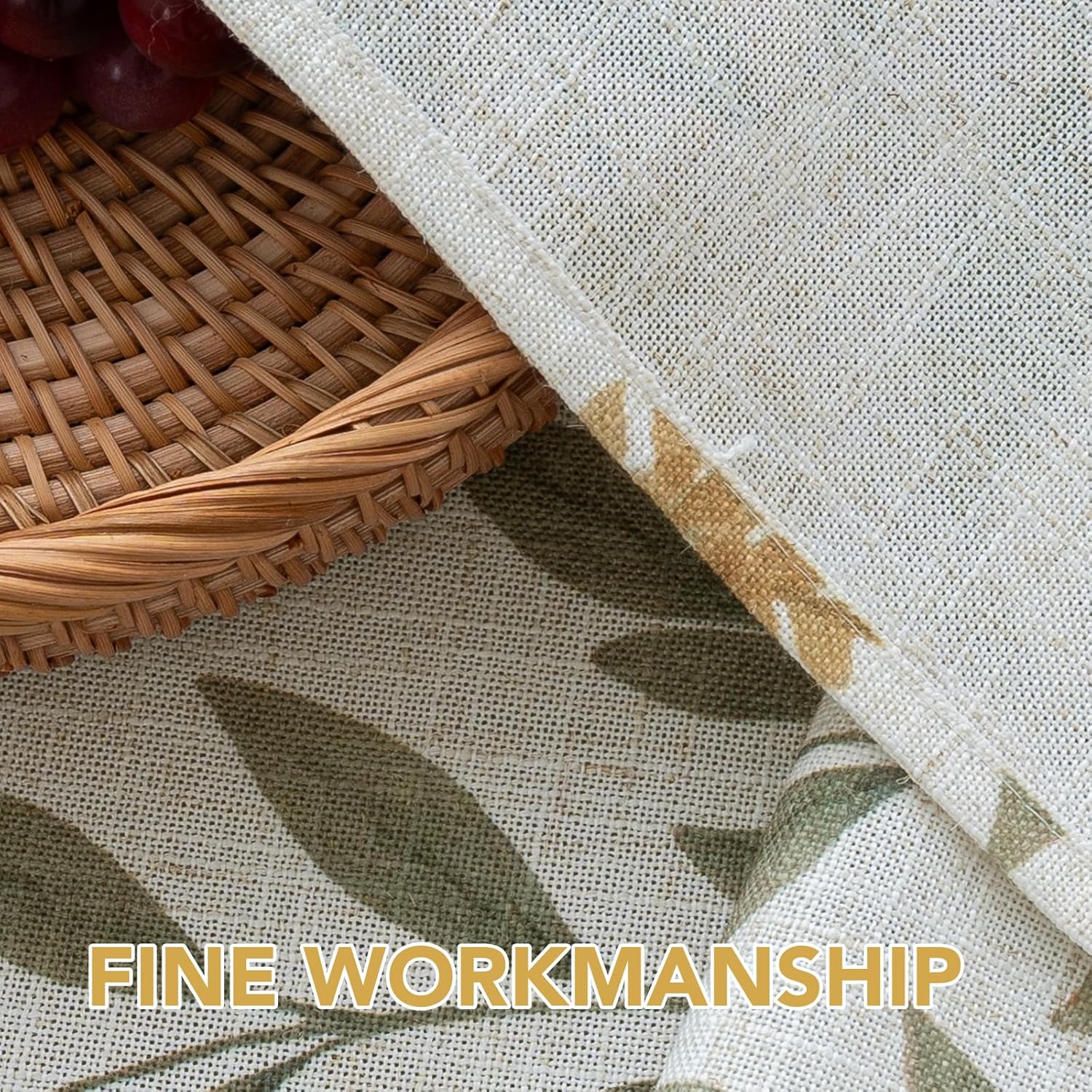 H.VERSAILTEX Linen Table Cloths Floral Printed Tablecloth Spill-Proof Waterproof Table Cover for Dining Buffet Feature Soft and Thick Fabric Wrinkle Free, 60 x 104 Inch, Adela Botanical Motif - Sage