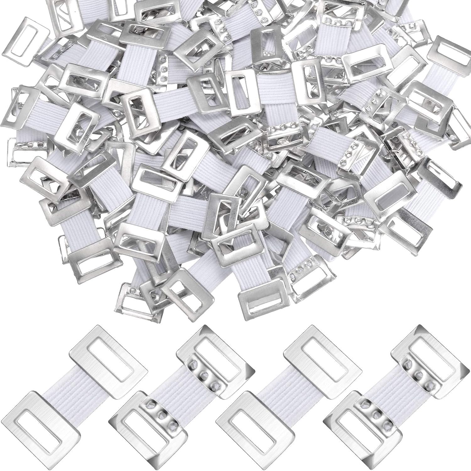 100 Piezas Clips Elásticos de Metal, Clips Elásticos para Vendajes, Clips para Vendas, Pinzas Elásticas de Vendaje, Sujetadores Metálicos Elásticos para Varios Tipos Vendajes, Blanco