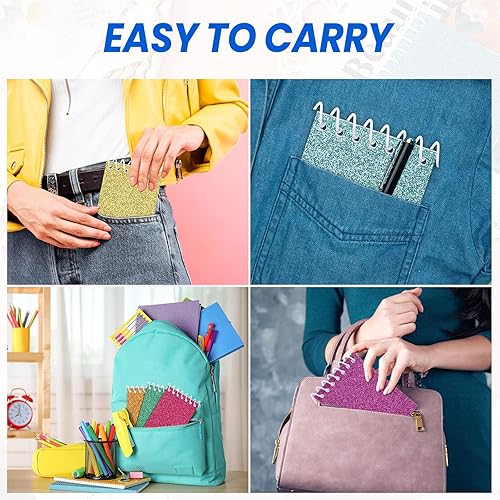 Miniatura 8 de Geyee Bloc de notas pequeño de prisma a granel, bloc de notas de bolsillo, mini cuadernos de Navidad con purpurina para niños, recuerdos de fiesta,