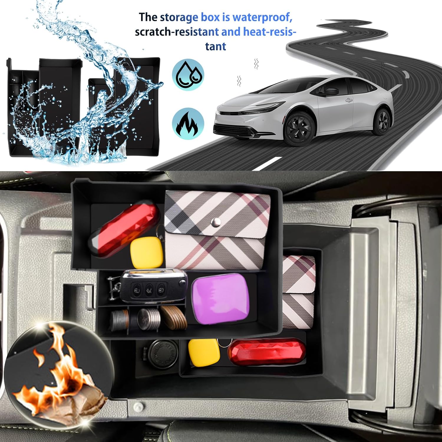 SHAOHAO 2PCS 2025 Outback Center Console Organizer for 2020 2021 2022 2023 2024 2025 Subaru Outback Legacy Accessories Console Tray Outback Legacy 2024 2025 Storage Box Insert Tray