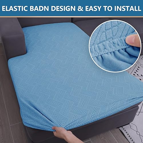 Miniatura 10 de hyha Fundas de cojín para sofá, fundas de cojín de repuesto elásticas para sofásilla, tela jacquard gruesa, fundas de asiento suaves para sofá