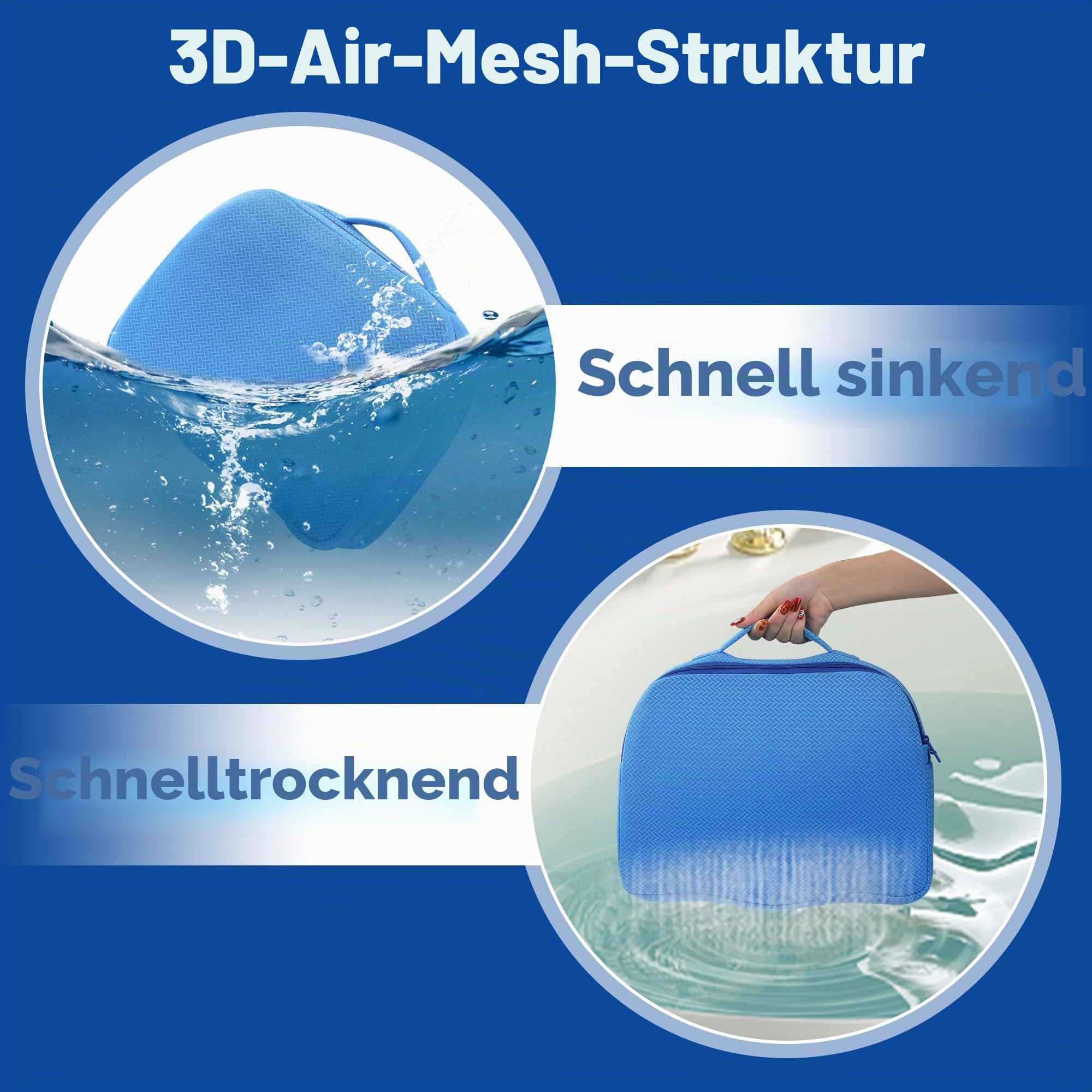 MABOZOO Whirlpool-Sitzerhöhung für Erwachsene, gewichteter Sitzerhöhung, 3D-Air-Mesh-Whirlpool-Kissen, schnell trocknend, Whirlpool-Zubehör, für drinnen und draußen, Blau