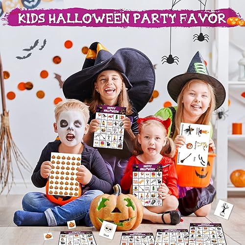 Miniatura 2 de V-Opitos Tarjeta de juego de bingo de Halloween para niños y adultos, 36 jugadores, juego de Halloween para familia/aula escolar, grupo grande,
