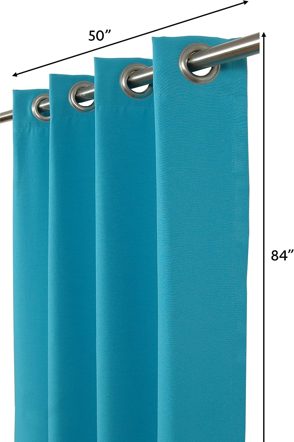 Outdoor/Indoor Sunbrella Curtain 84 inch x 50 inch Water Resistant/Weather Resistant with 8 Stainless Steel Grommets Solid Canvas Aruba