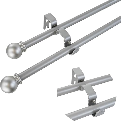 Miniatura 6 de AddGrace 6 soportes de barra de cortina dobles resistentes para barra de cortina de 1 pulgada y 58 pulgadas, soportes ajustables para barra de