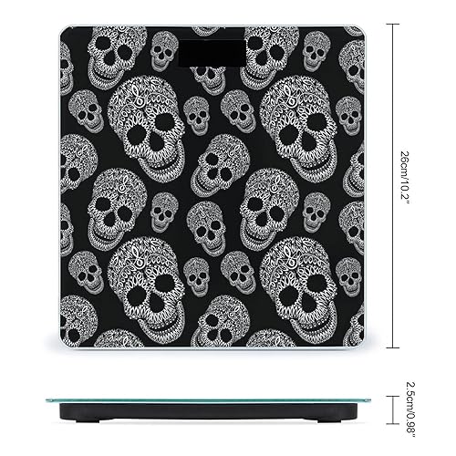 Miniatura 2 de Patrón ornamental Cráneo Pantalla LCD Digital Smart Body Weight Scales Slim Design para dormitorio