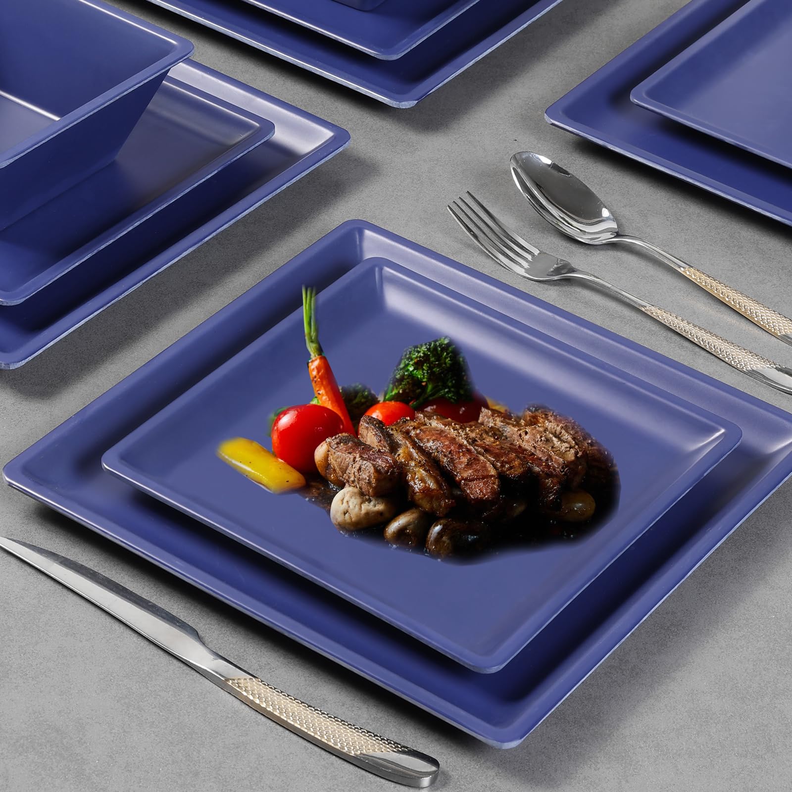 Webbyleemelamine Square Dinnerware Set 12pcs Outdoor And Indoor