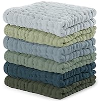 Vista 45 de Comfy Cubs - Paquete de 10 paños de muselina para eructos, 20 x 10 pulgadas, grandes, 6 capas, 100 % algodón, ultraabsorbentes, suaves, seguros