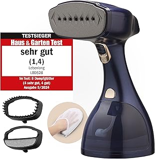 LEBENLANG Steamer Dampfglätter TESTSIEGER - 1500W & 300ml inkl. Bügelhandschuh & Aufsätze I Pro Dampfsteamer für Kleidung & Clothing I Dampfbügeleisen sream Steamers Dampfbügler Dampfgerät steamen
