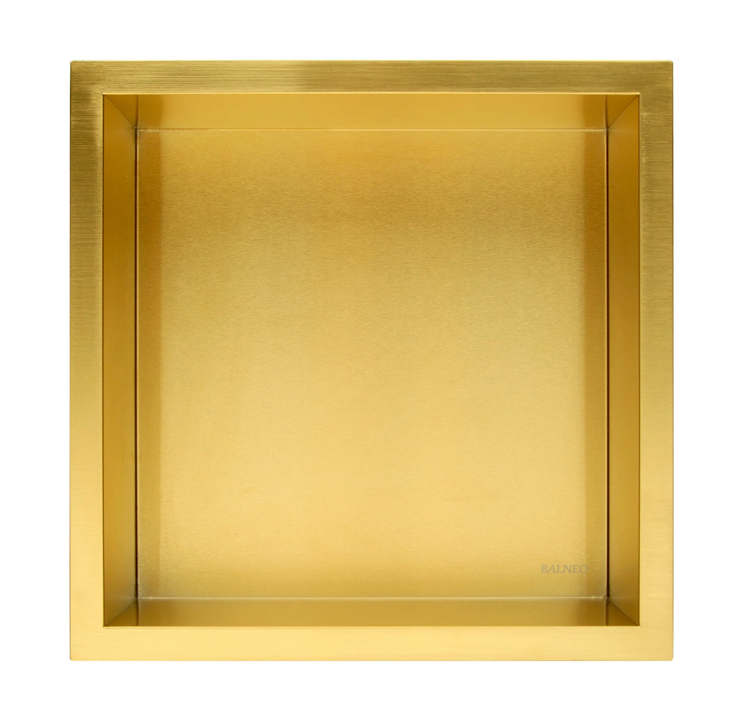 WALL-BOX ONE Nicho de Ducha de Pared de Acero Inoxidable Dorado, Impermeable, Instalación de Nicho Flexible 30x30x7cm, Nicho para Utensilios de Baño, Sin Azulejos,