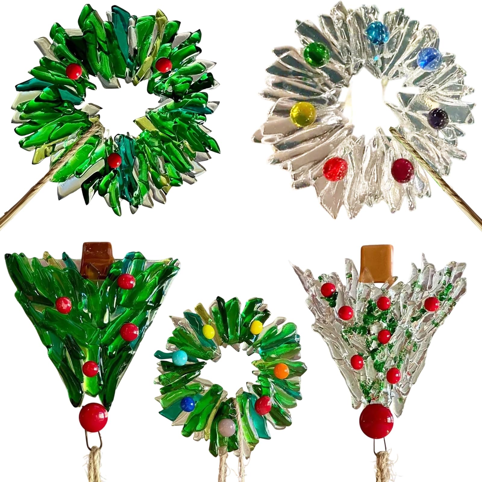 Jazuaiao Weather Proof Christmas Decoration Weather Resistant Acrylic Wreath Ornament Easy Setups Pendant for Home Shatterproof Christmas Accessories