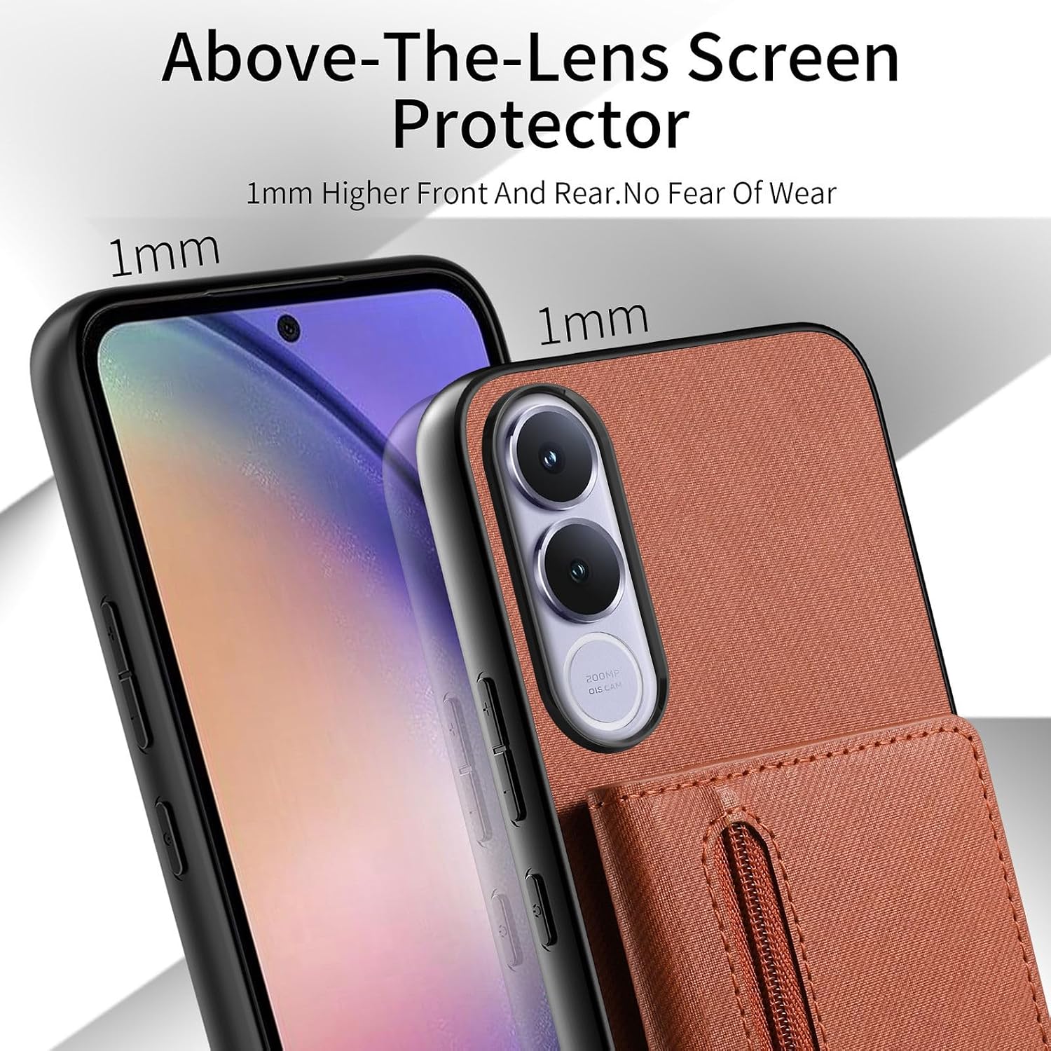 COQUE Denim чехол с кошельком для Vivo V70 FE-Brown | Джинсовая текстура, слоты для карт, подставка, облегающий крой и амортизация ударов