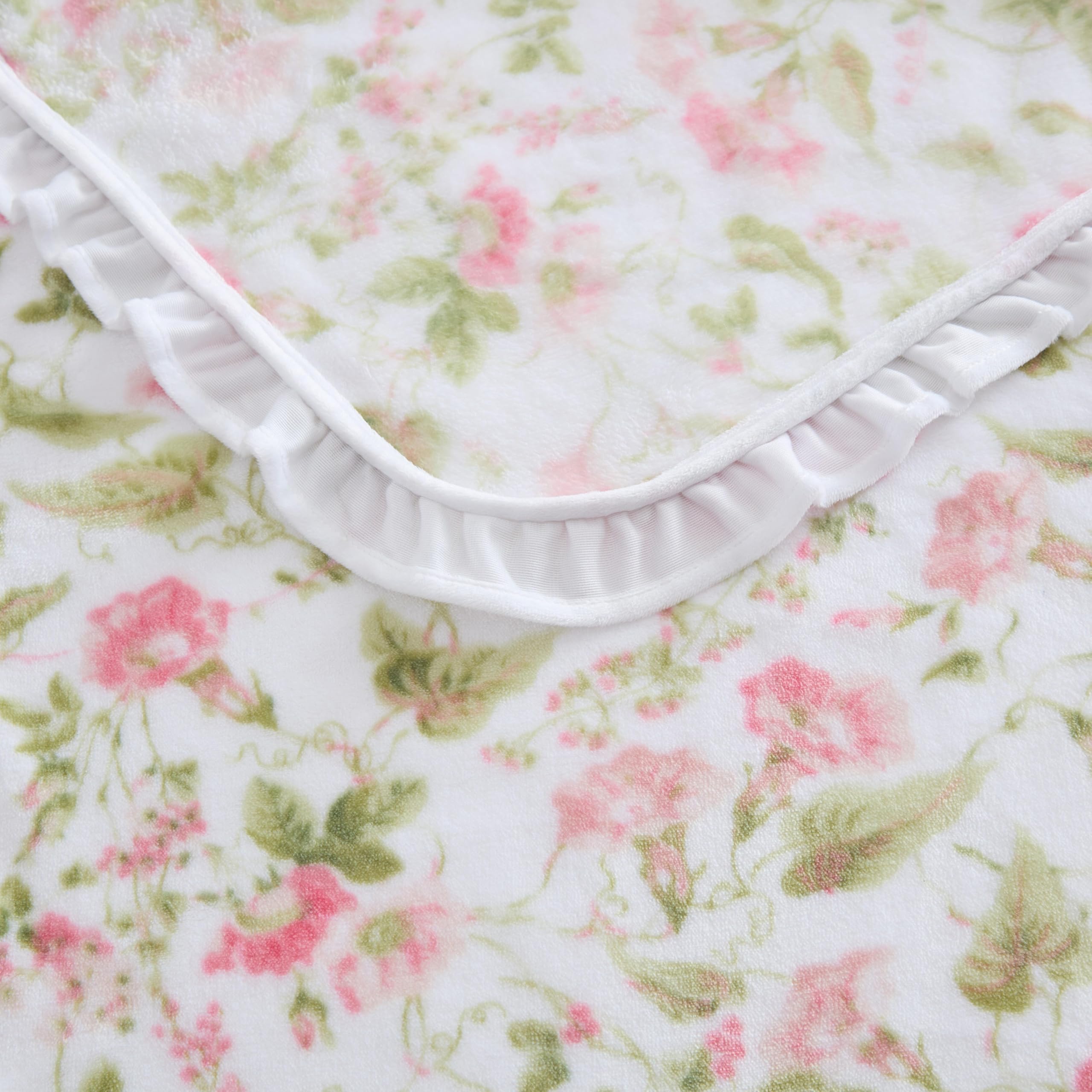 Amazon｜Laura Ashley - フラシ天スローブランケット、50x70、ソフトで