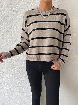 Maglione Donna Lucky Brand A Righe – Girocollo In Cotone 100% – Maniche Lunghe, Morbido E Casual - 5