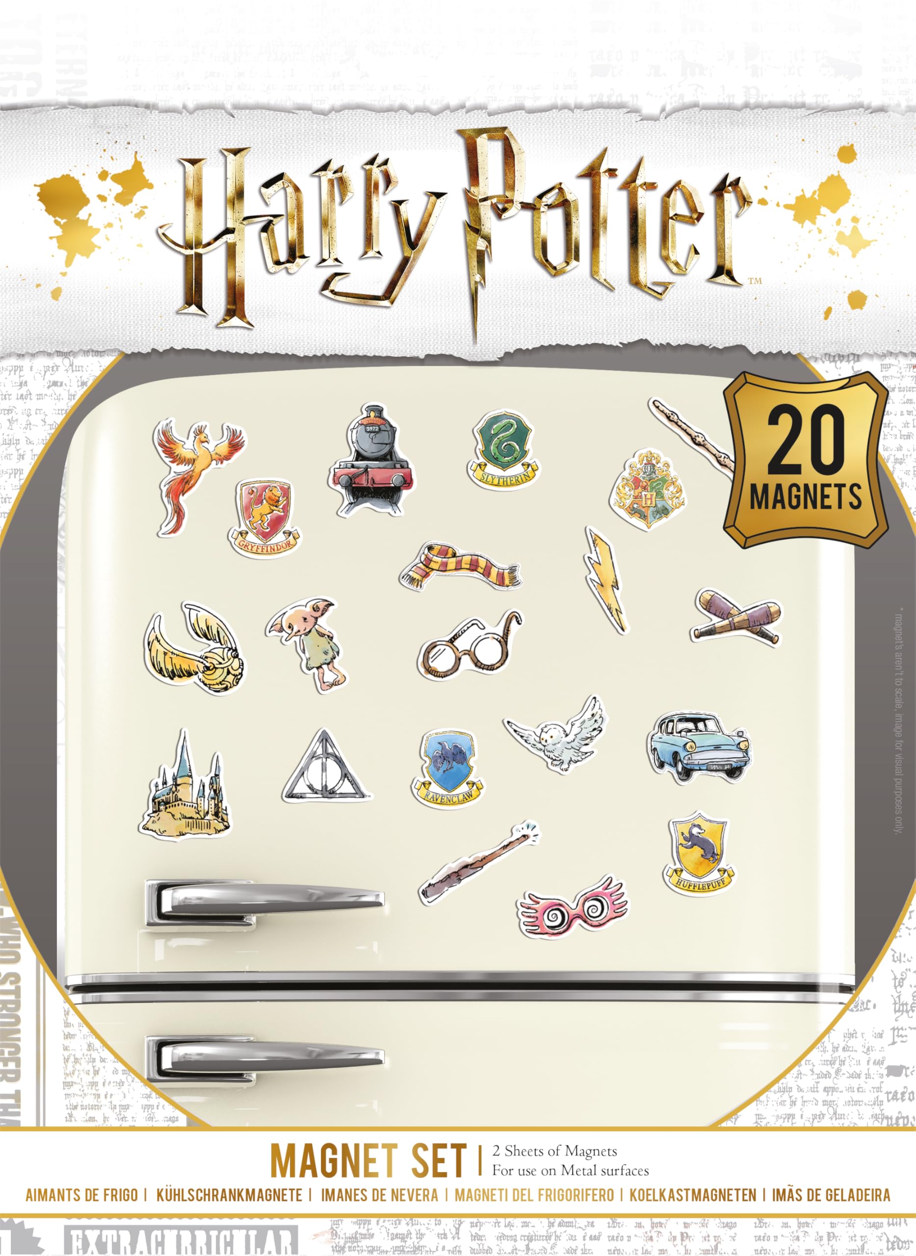 HARRY POTTER 20-częściowy zestaw magnesów (fantazyjny design) 20 magnesów na lodówkę do dekoracji lodówki lub torby imprezowej, prezenty Harry Potter, prezenty dla kobiet, mężczyzn i dzieci, oficjalny