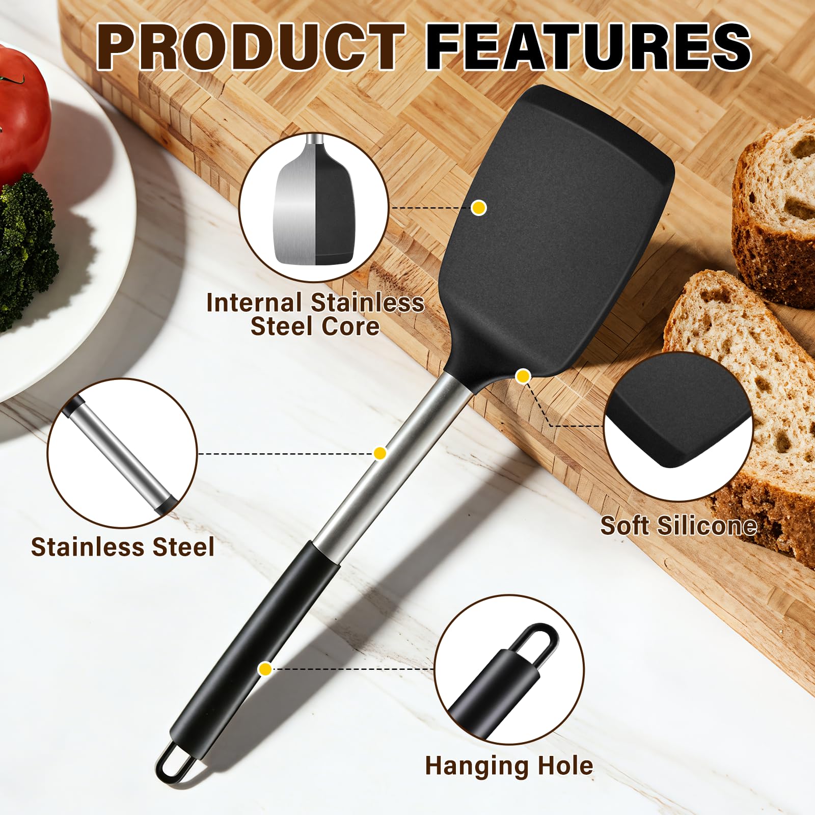 Silicone Cooking Utensil Set - Heat Resistant Kitchen Tools -3