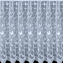 kellyuk 2 Metre Wide x 40 inch (101cm) Drop - Delilah Butterfly, Butterflies & Floral White Modern Quality Budget Net Curtain