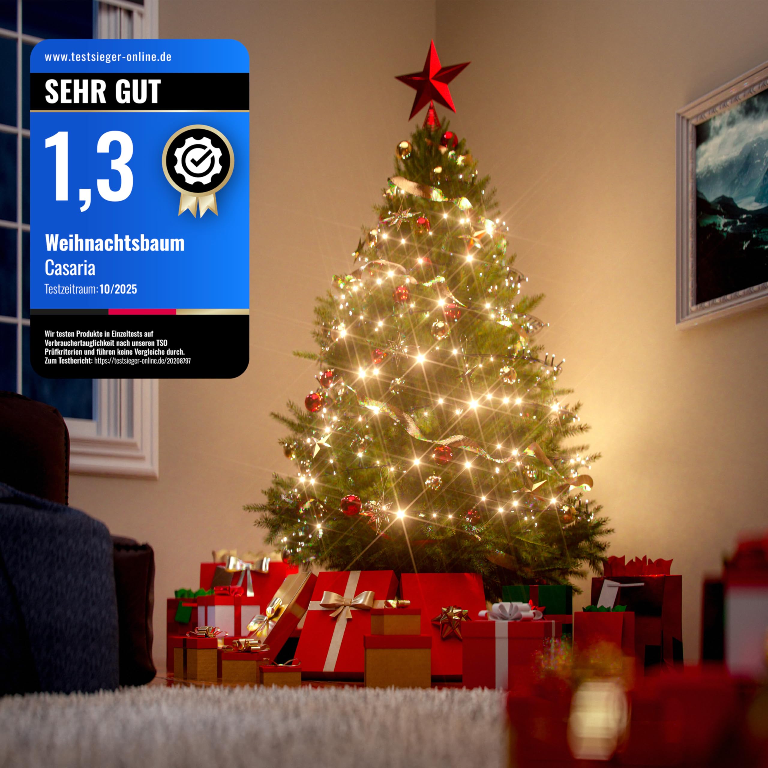 CASARIA® Sapin de Noël Artificiel 140 cm Vert Pied métal 470 Branches PE Imitation Parfaite décoration de noël fêtes Arbre de noël réutilisable